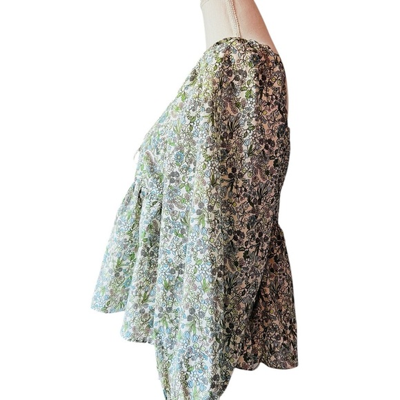 HYACINTH HOUSE Floral Square Neck Women's Cotton Top Size Large - Picture 3 of 13